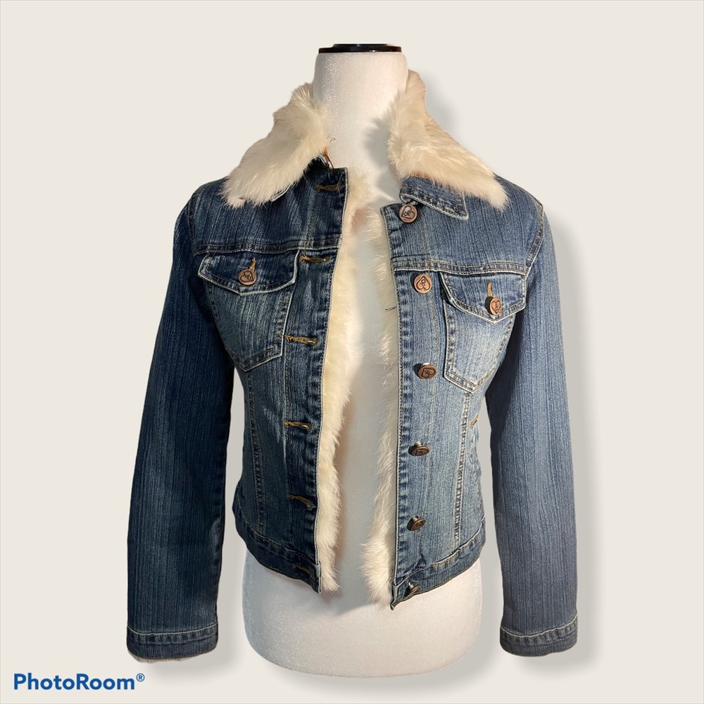 Y2K Jean jacket with rabbit fur